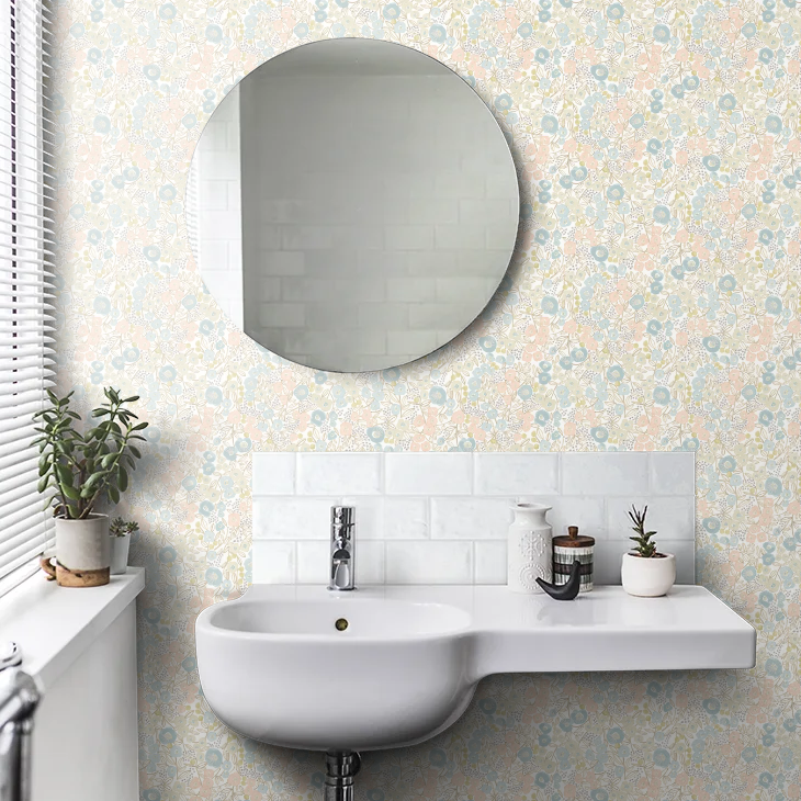 Flora Ditsy - Silver Wallpaper