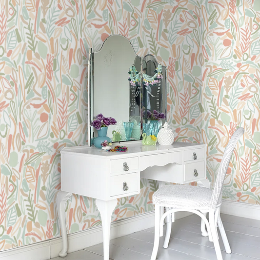 Verdure - Sage & Apricot Wallpaper