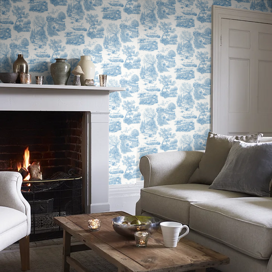 Eve Toile - Cobalt wallpaper