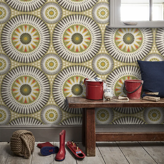 Large Ellipse - Coffee & Olive Wallpaper