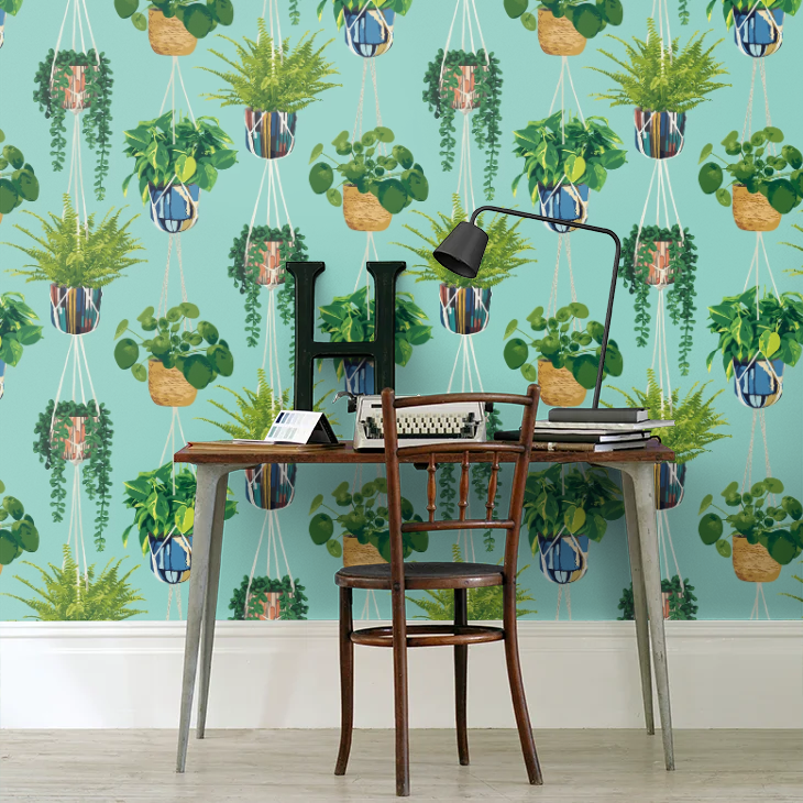 Houseplant - Cerulean Twist Wallpaper