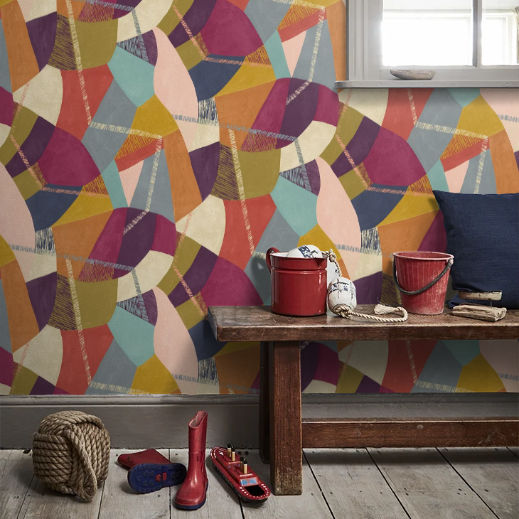 Abstract Geo - Grape & Olive Wallpaper