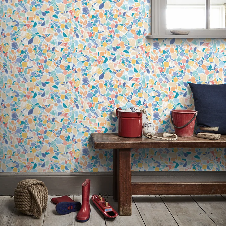 Fragments - Indigo & Cider Wallpaper