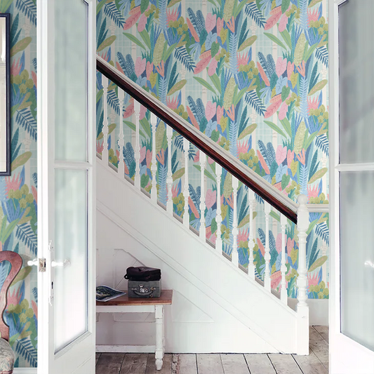 Glasshouse - Indigo & Pink Wallpaper