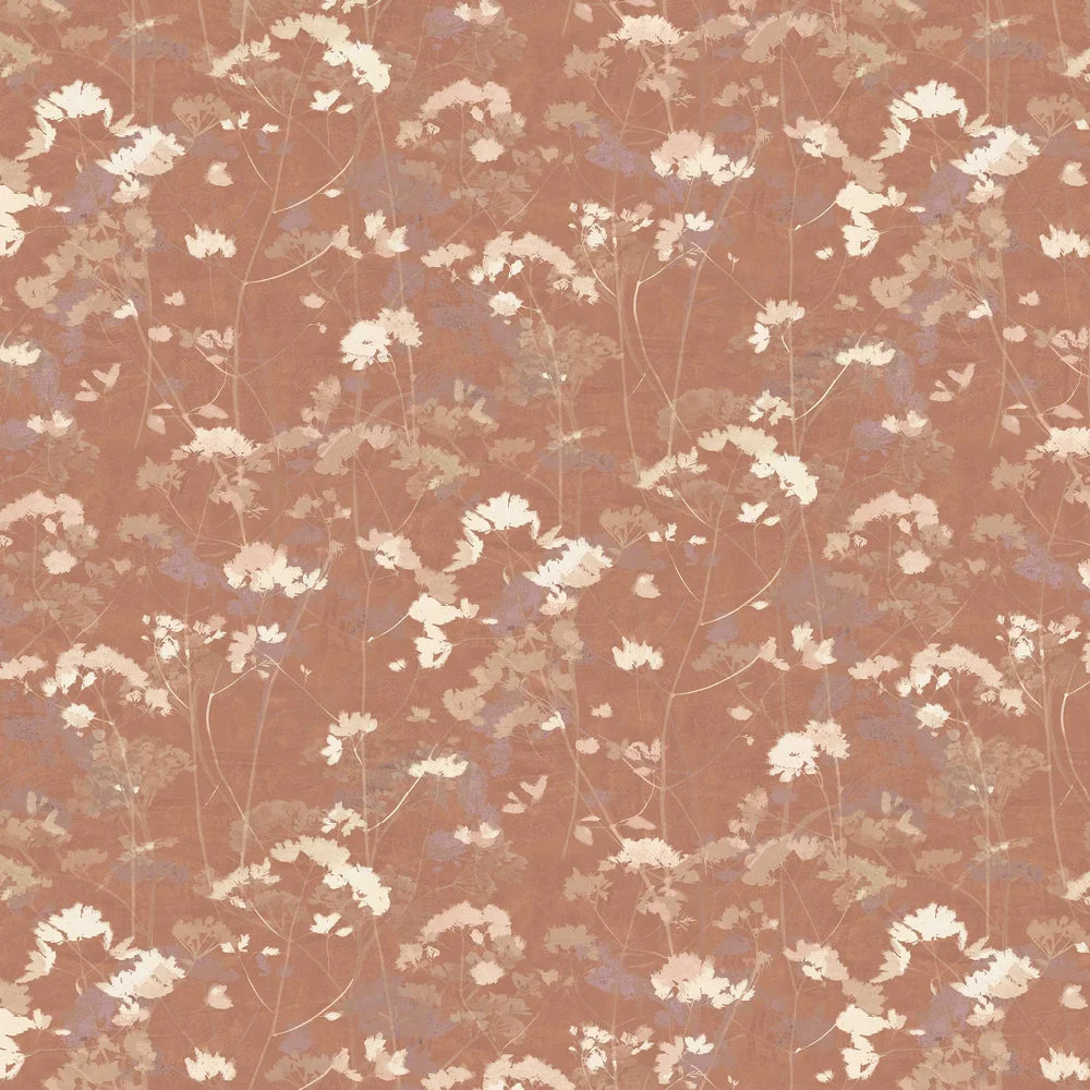 Flower Press - Clay Orange Wallpaper