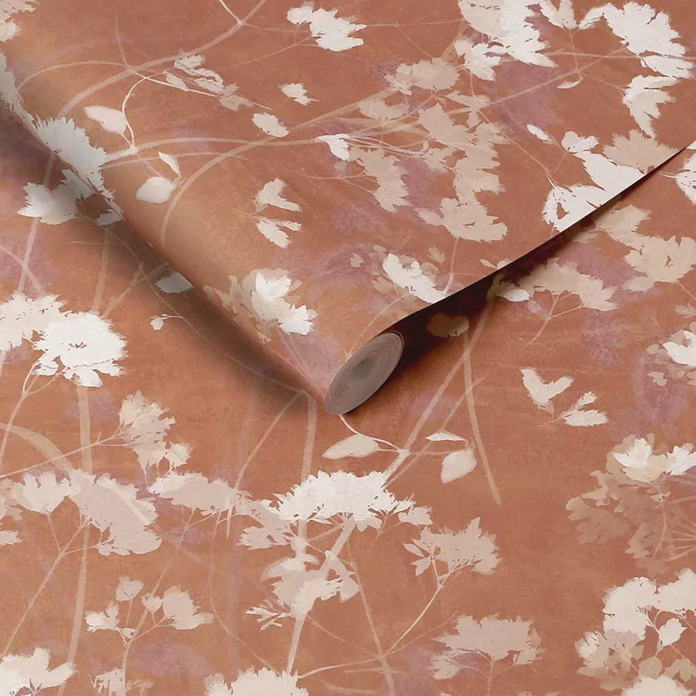 Flower Press - Clay Orange Wallpaper