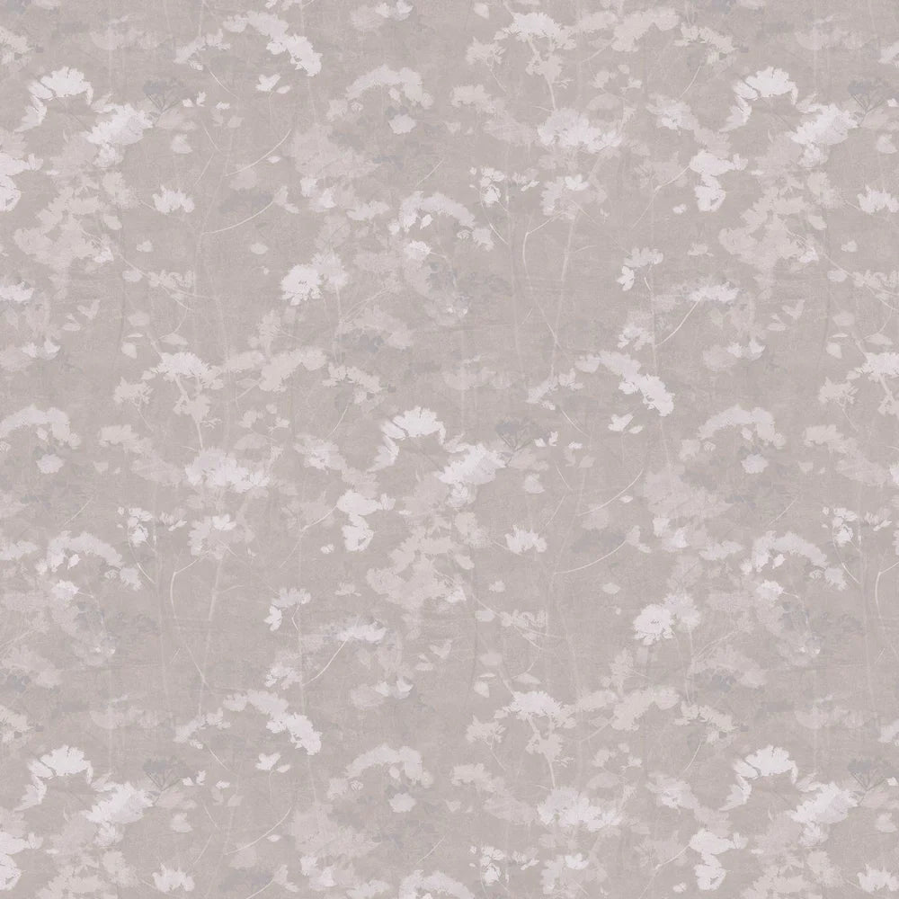 Flower Press - Stone Cream Wallpaper