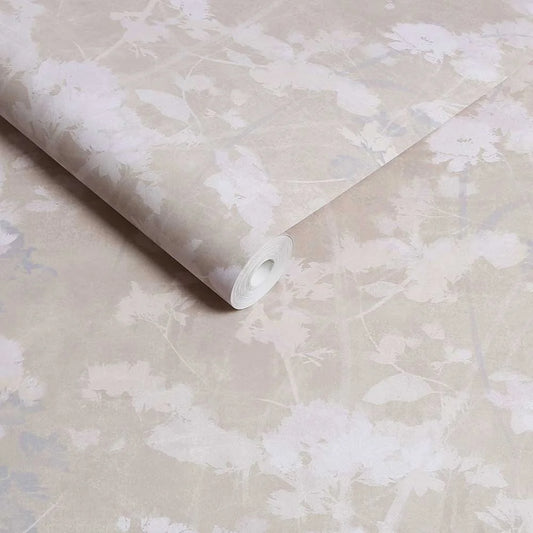 Flower Press - Stone Cream Wallpaper
