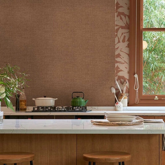 Rustic Weft - Clay Wallpaper