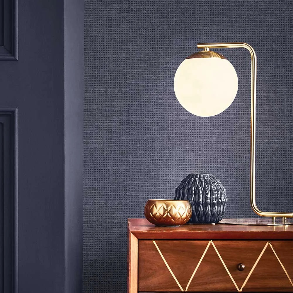 Rustic Weft - Denim Wallpaper