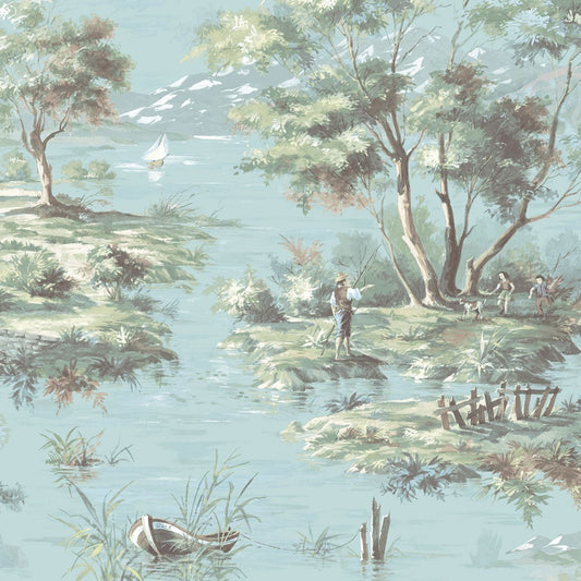 Scenic Toile Wallpaper - Wallpaper Inn