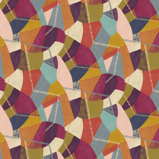 Abstract Geo - Grape & Olive Wallpaper