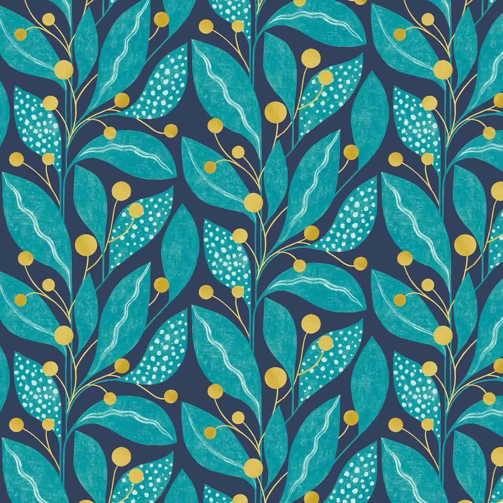 Berry Dot - Ink & Azure Wallpaper