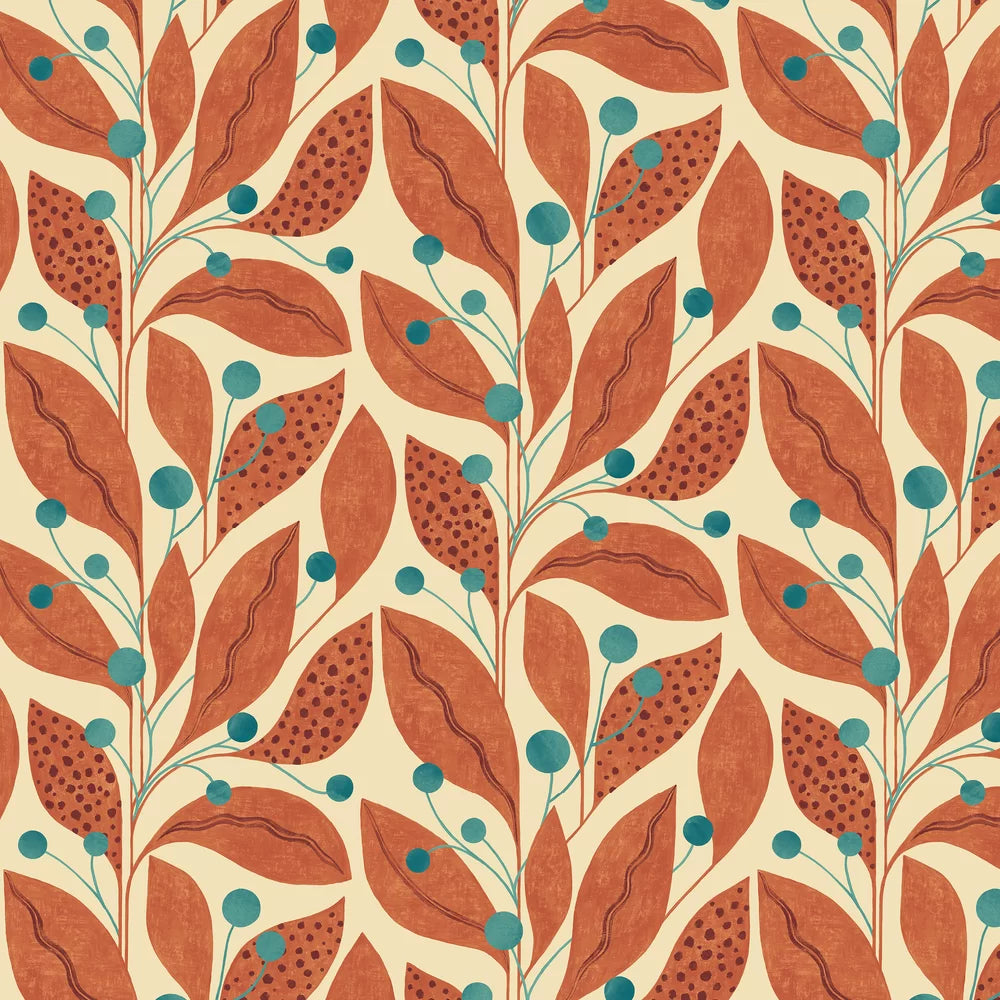 Berry Dot - Rust & Teal Wallpaper