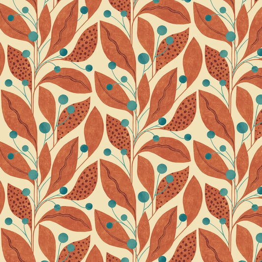 Berry Dot - Rust & Teal Wallpaper