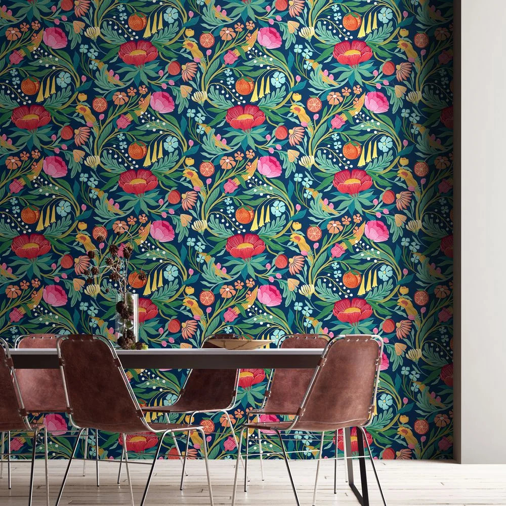 CLEMENTINE - Ink & Flamingo Wallpaper