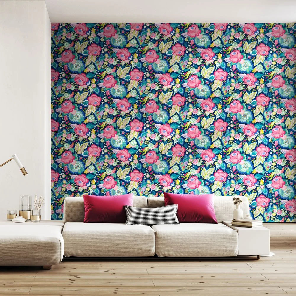 Emily Rose - Cornflower Mix Wallpaper
