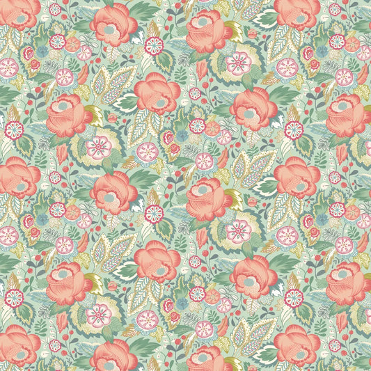 Emily Rose - Mint & Peach Wallpaper
