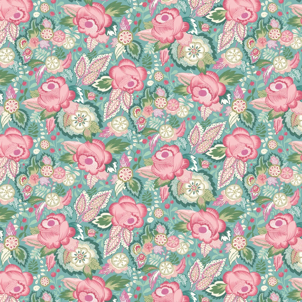 Emily Rose - Rose & Seafoam Wallpaper