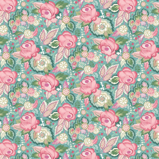Emily Rose - Rose & Seafoam Wallpaper
