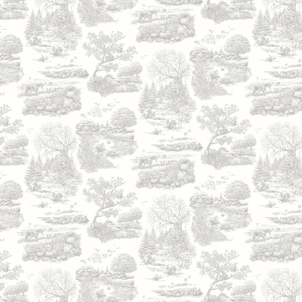 Eve Toile - Dove wallpaper
