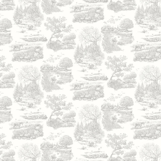 Eve Toile - Dove wallpaper