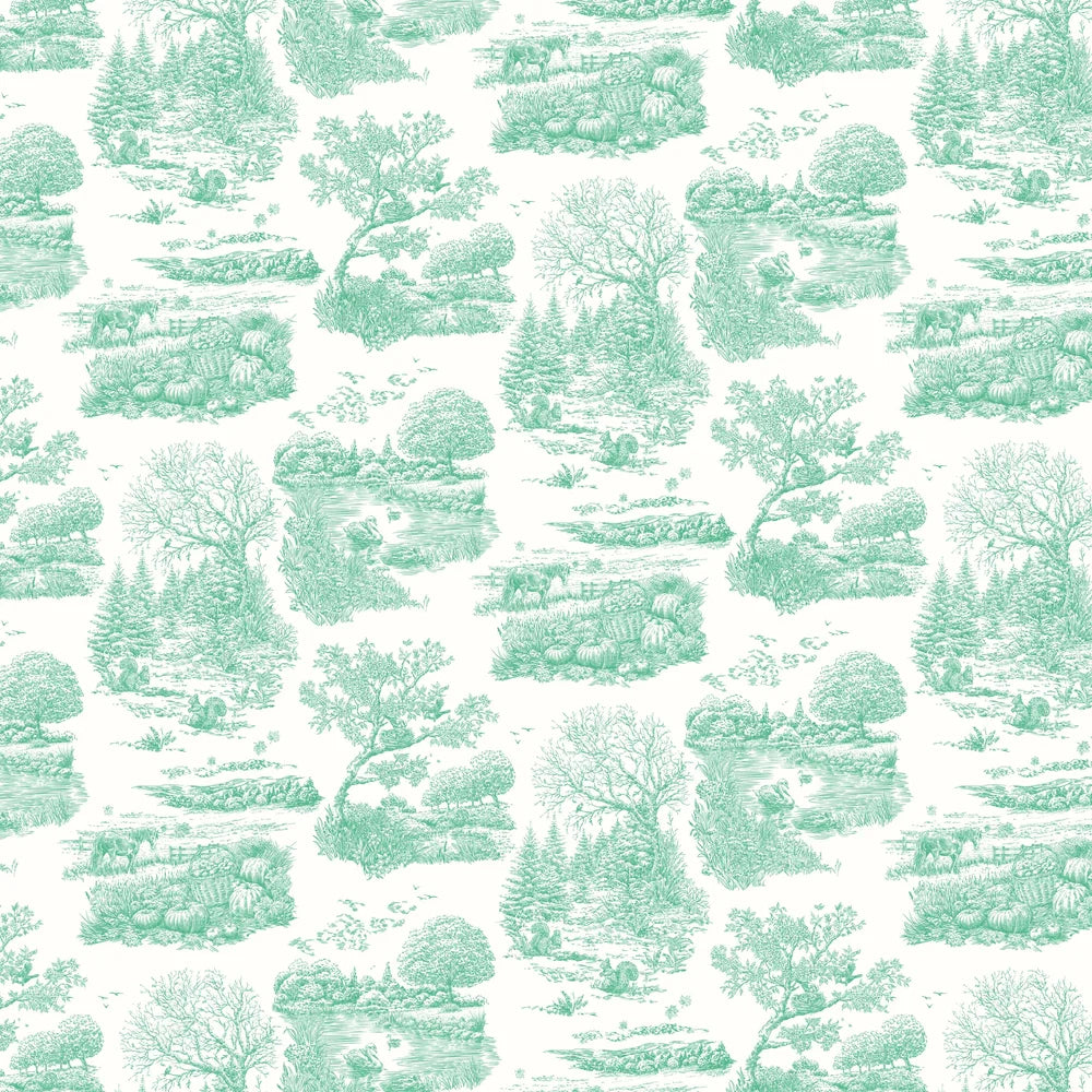 Eve Toile - Jade wallpaper