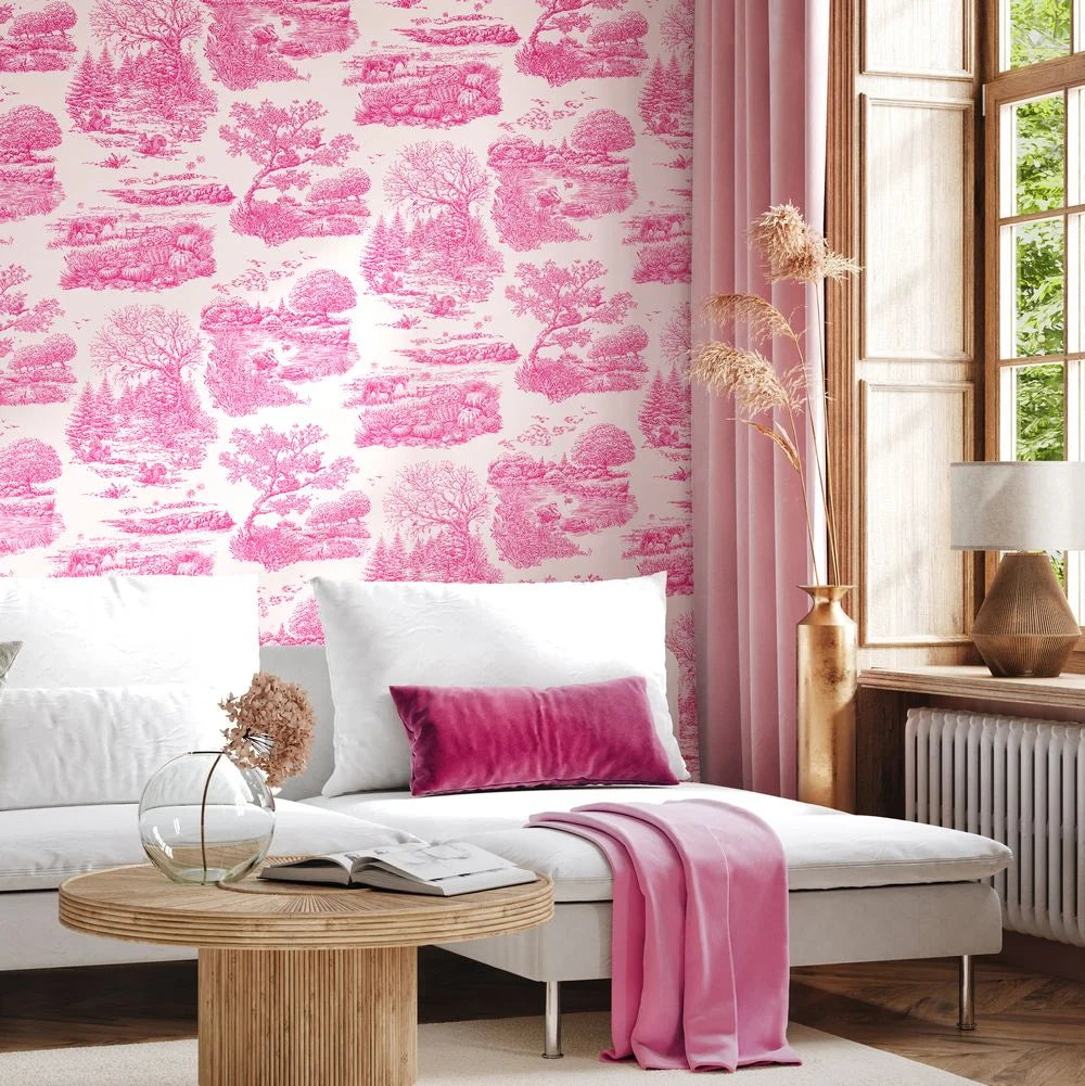 Eve Toile - Mgenta wallpaper