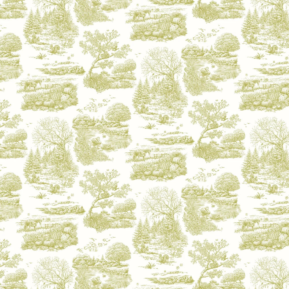 Eve Toile - Olive wallpaper