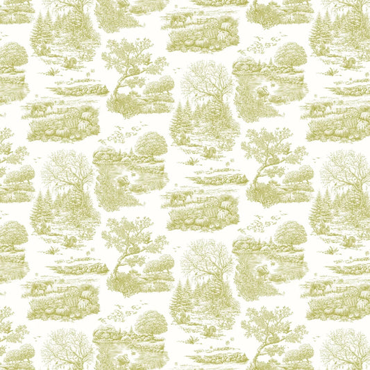 Eve Toile - Olive wallpaper
