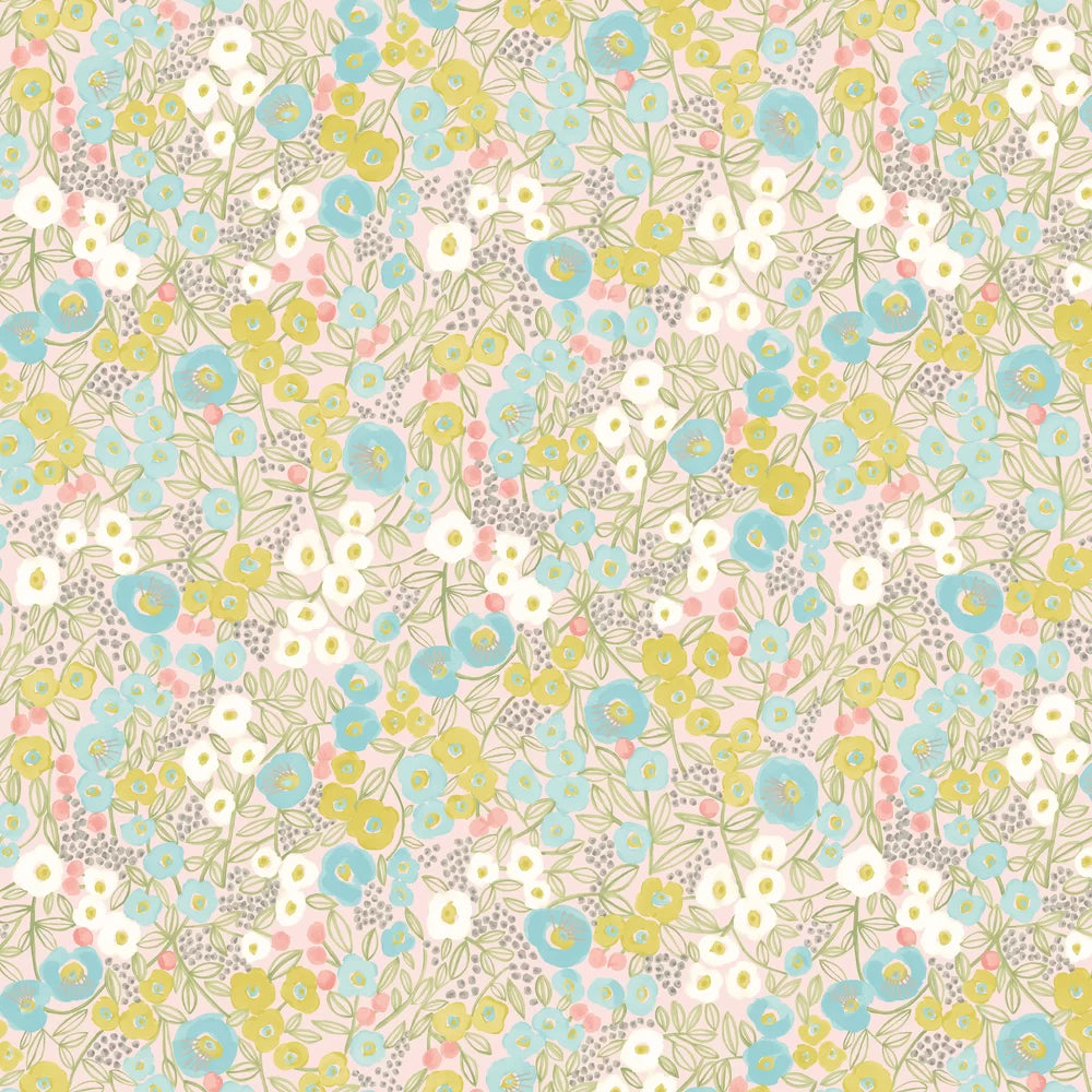 Flora - Blush & Lime Wallpaper