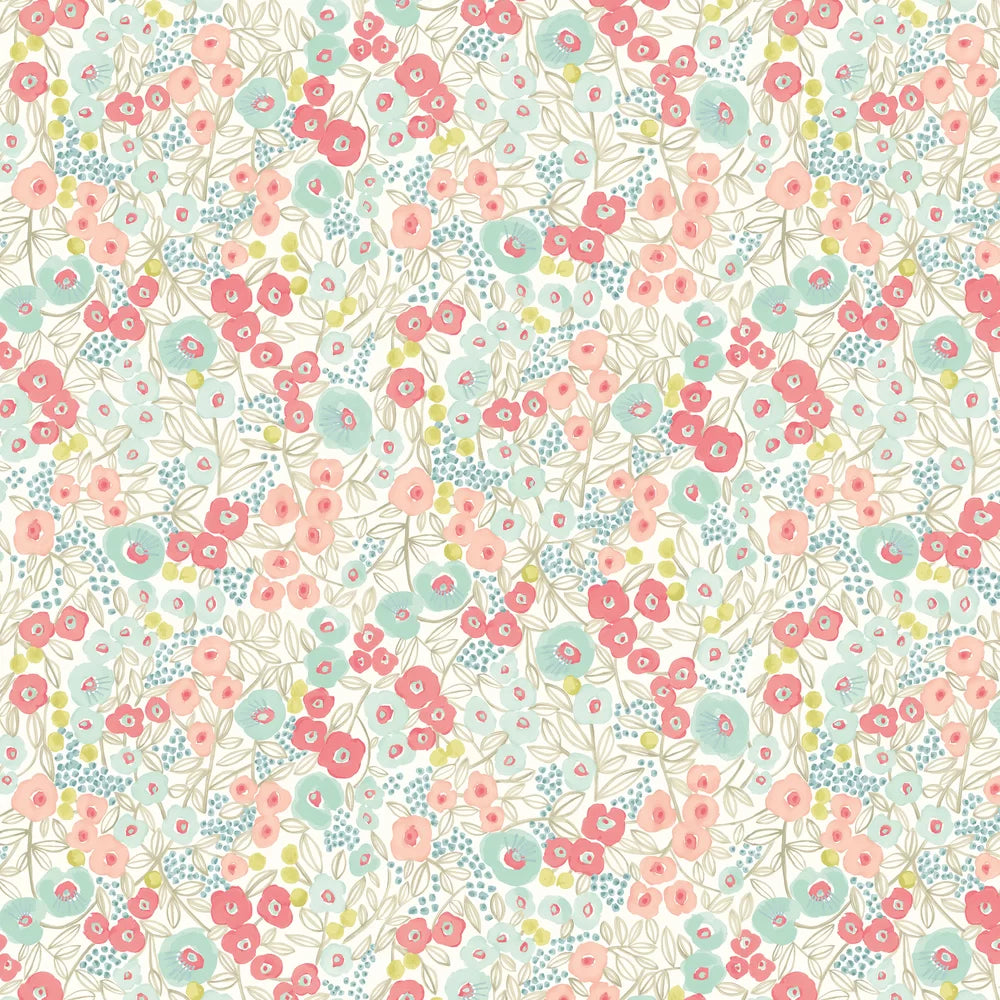 Flora - Coral & Sky Wallpaper