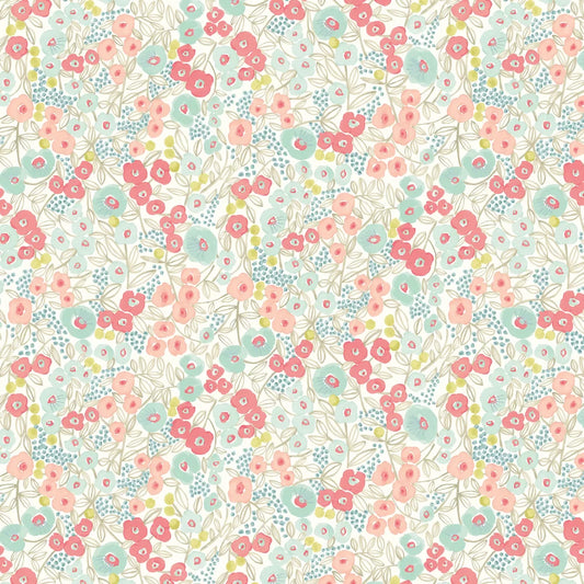 Flora - Coral & Sky Wallpaper