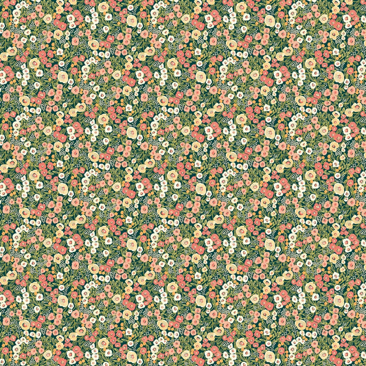 Flora Ditsy - Fuchsia & Jet Wallpaper