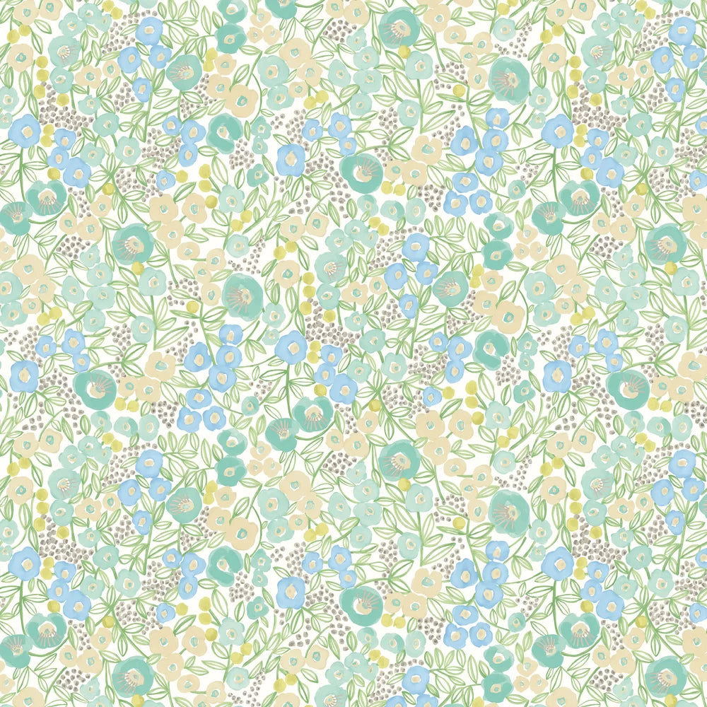 Flora - Teal Wallpaper