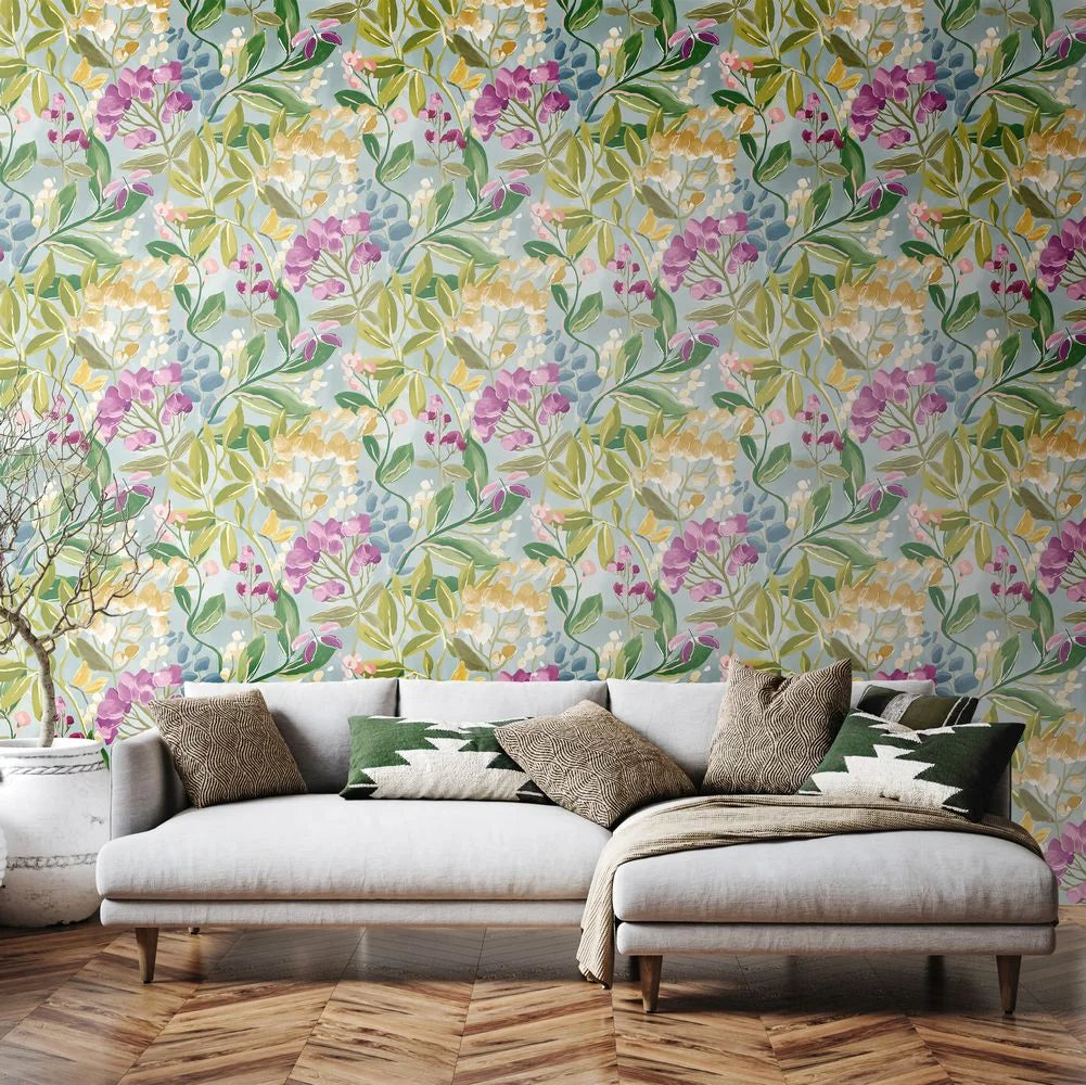 Florence - Petrol & Amethyst Wallpaper