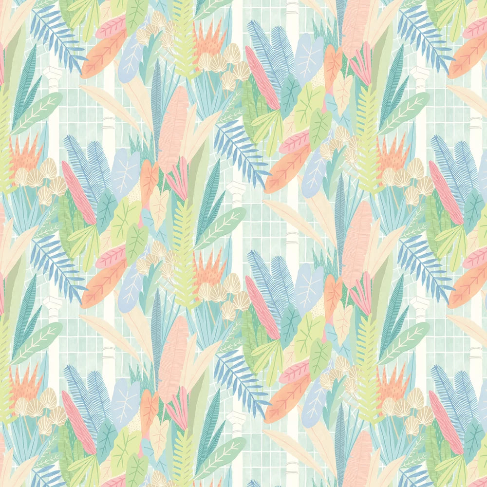 Glasshouse - Coral & Mint Wallpaper