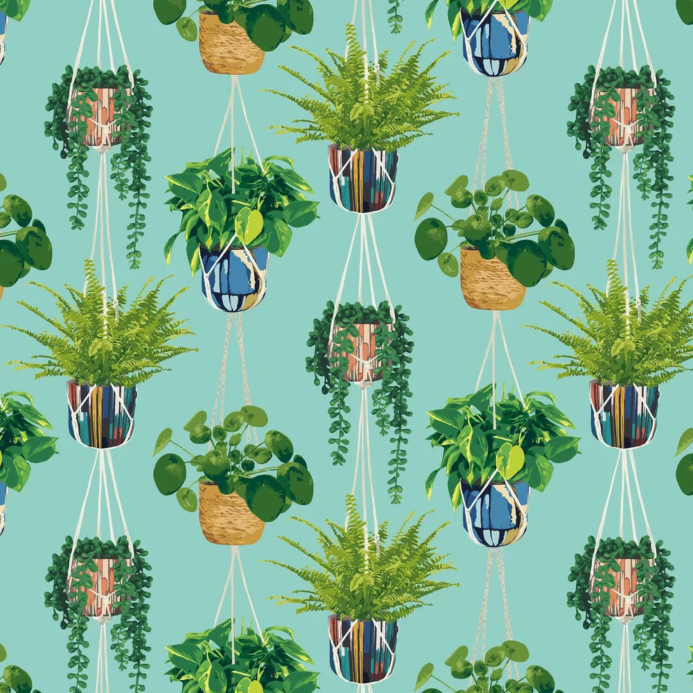 Houseplant - Cerulean Twist Wallpaper