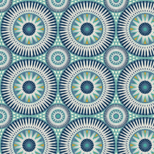 Large Ellipse - Denim & Flax Wallpaper
