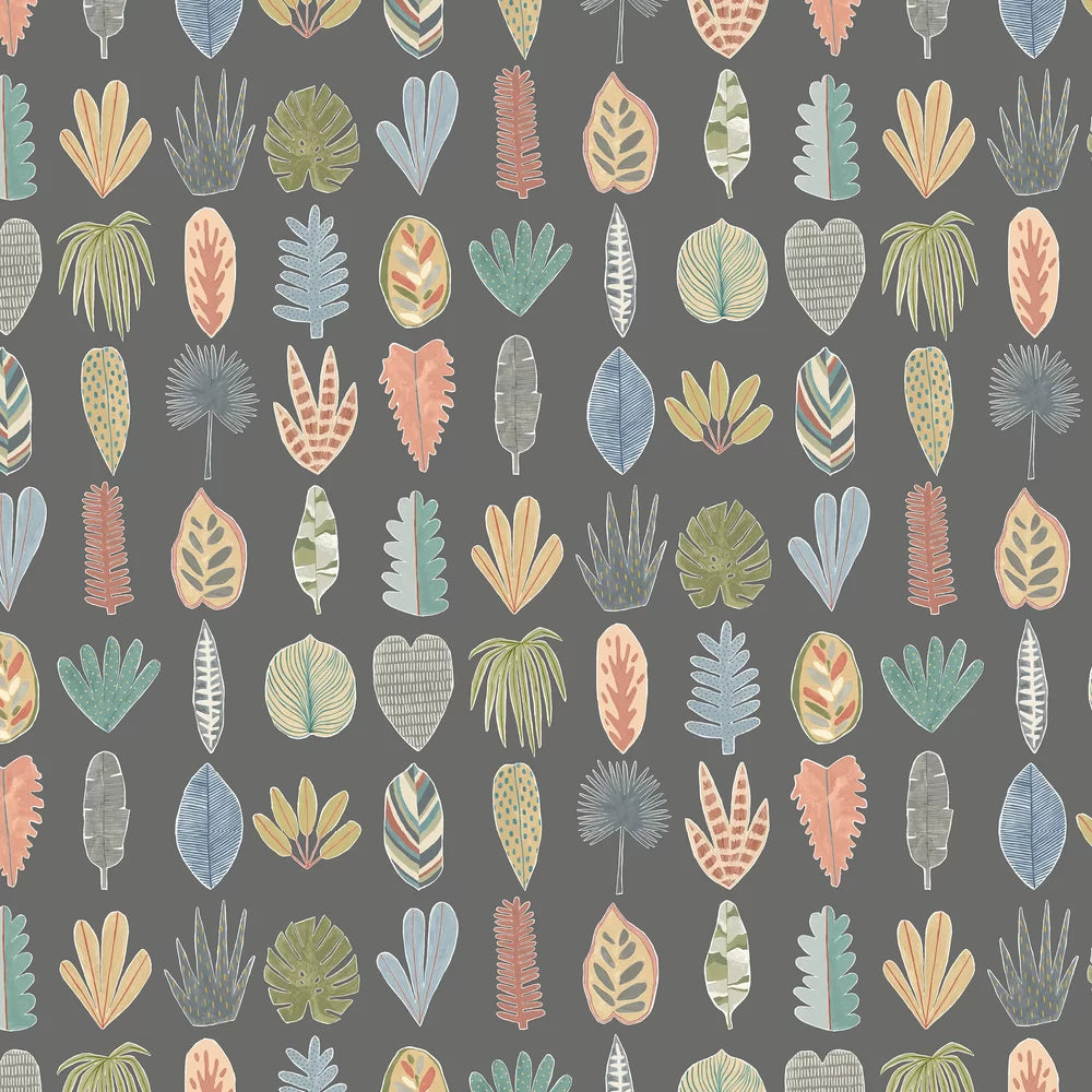 Leaf Boogie - Charcoal Mix Wallpaper