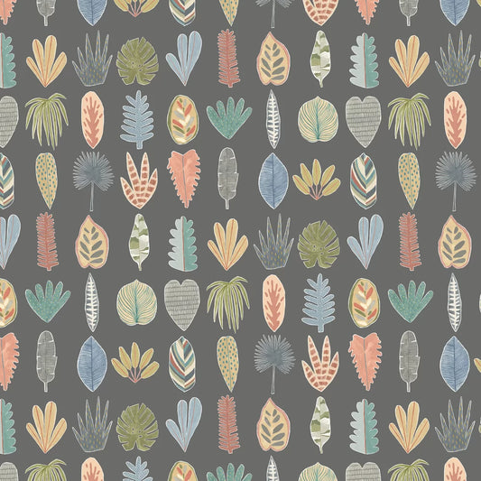 Leaf Boogie - Charcoal Mix Wallpaper