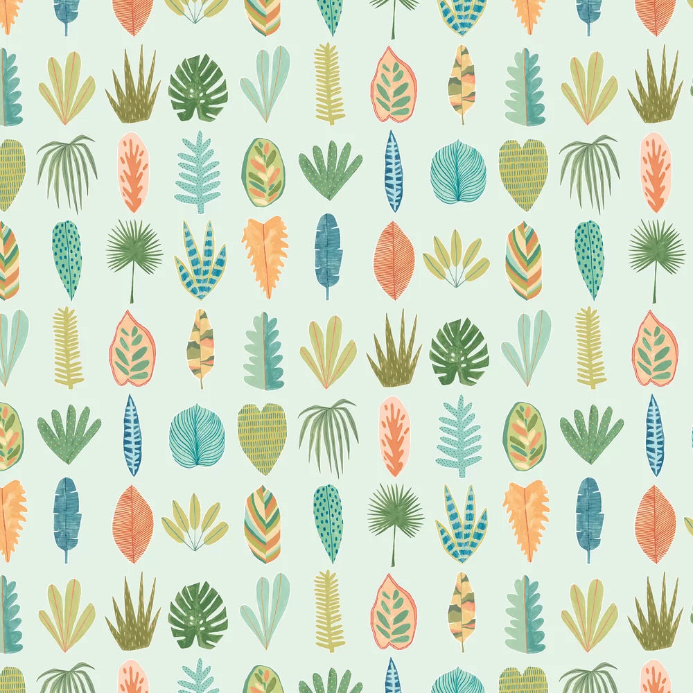 Leaf Boogie - Duckegg Twist Wallpaper