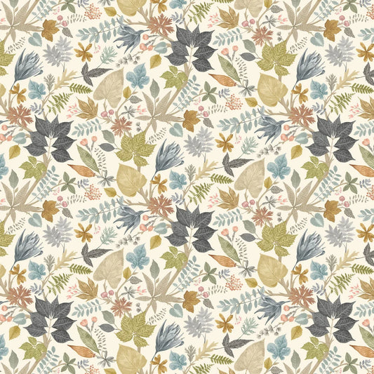 Lush Leaves - Linen & Fossil Wallpaper
