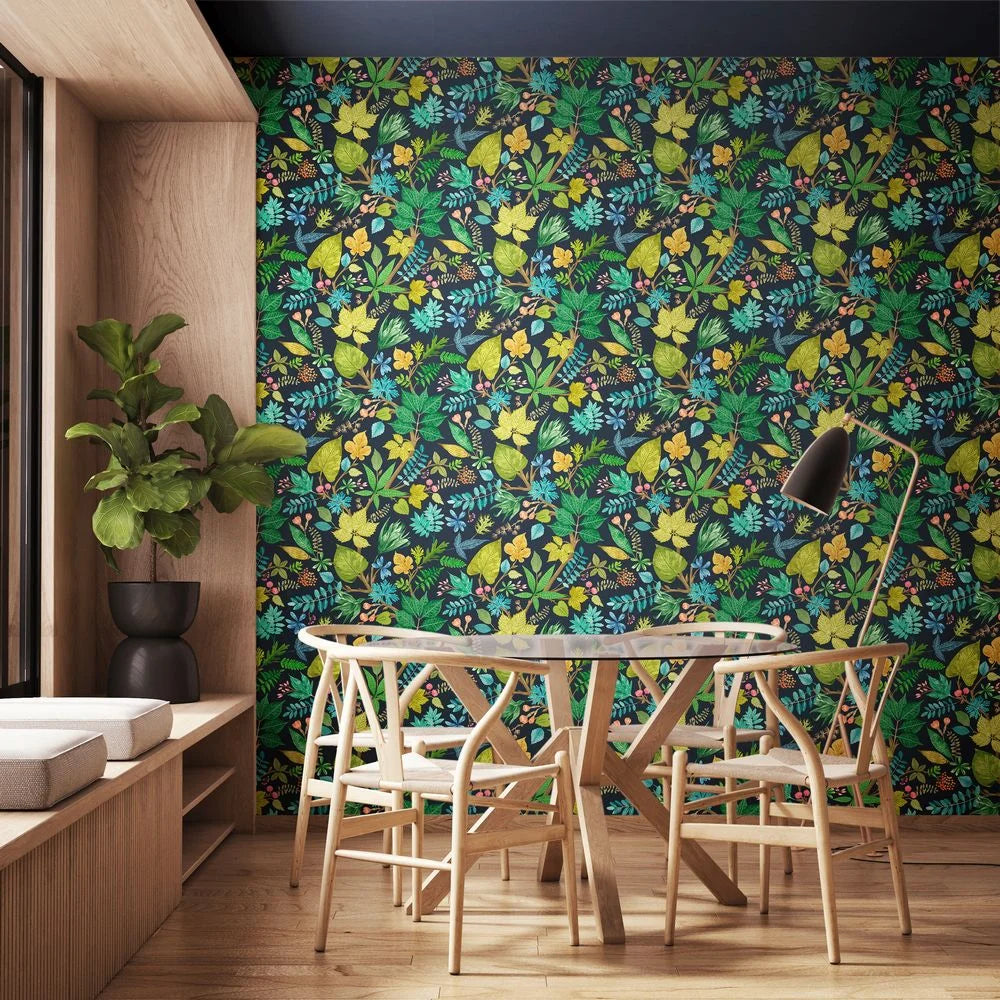 Lush Leaves - Midnight Garden Wallpaper