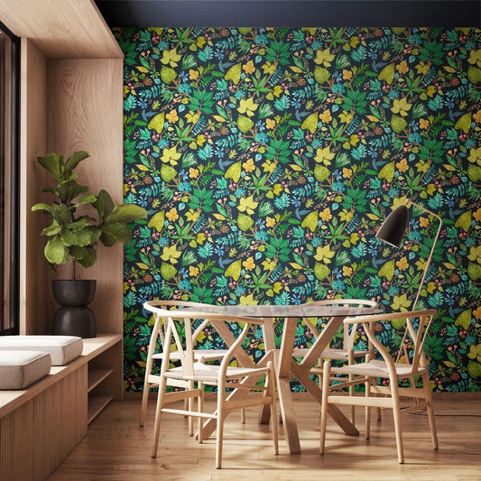 Lush Leaves - Midnight Garden Wallpaper