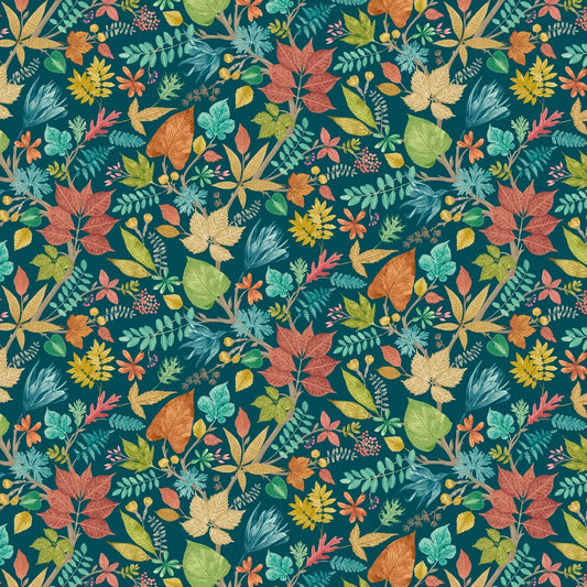 Lush Leaves - Teal & Corn Wallpaper