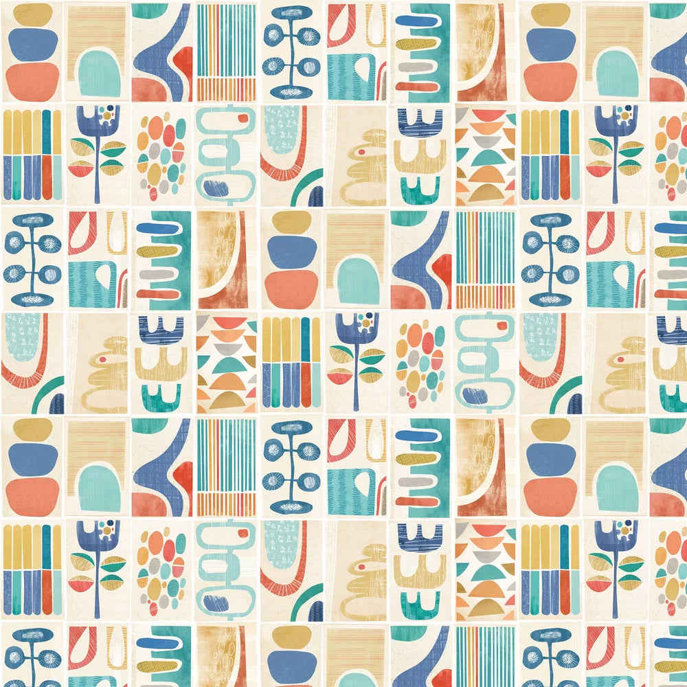Snip Snip - Indigo & Amber Wallpaper