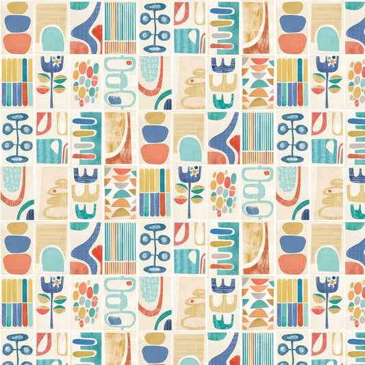 Snip Snip -  Indigo & Amber Wallpaper