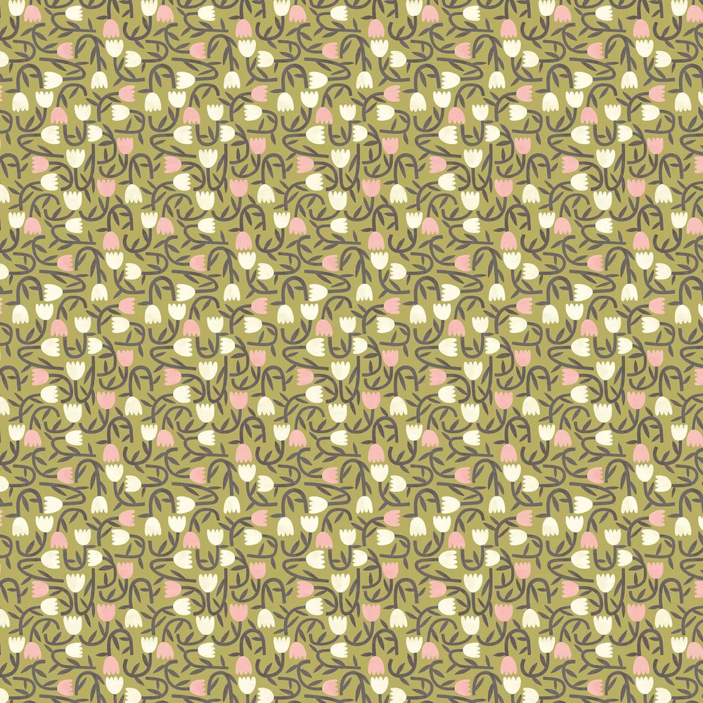 Tiny Tulip - Olive Mix Wallpaper
