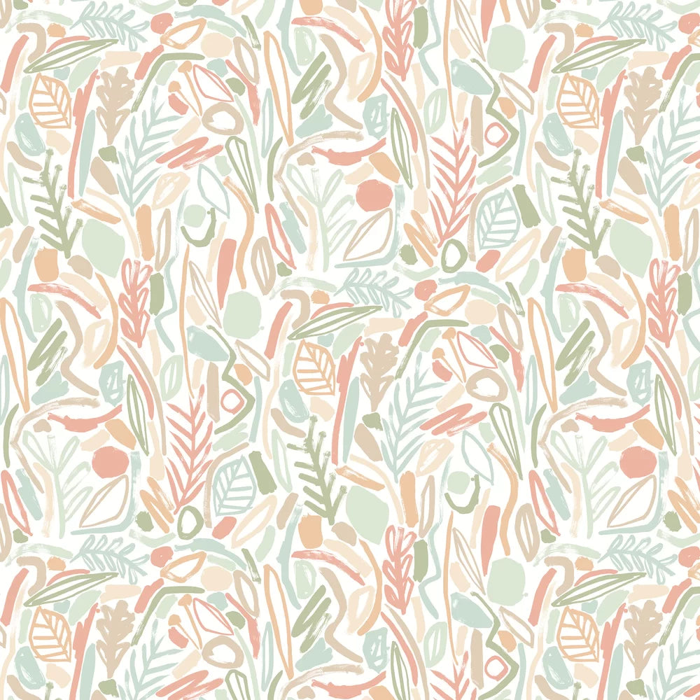 Verdure - Sage & Apricot Wallpaper